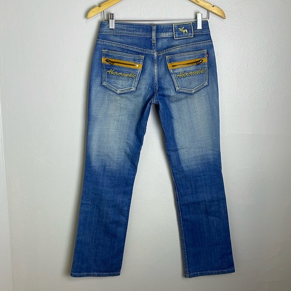 Abercrombie & Fitch Low Rise Straight Jeans Y2K  Embroidery Elk Zipper Pockets - Picture 2 of 14